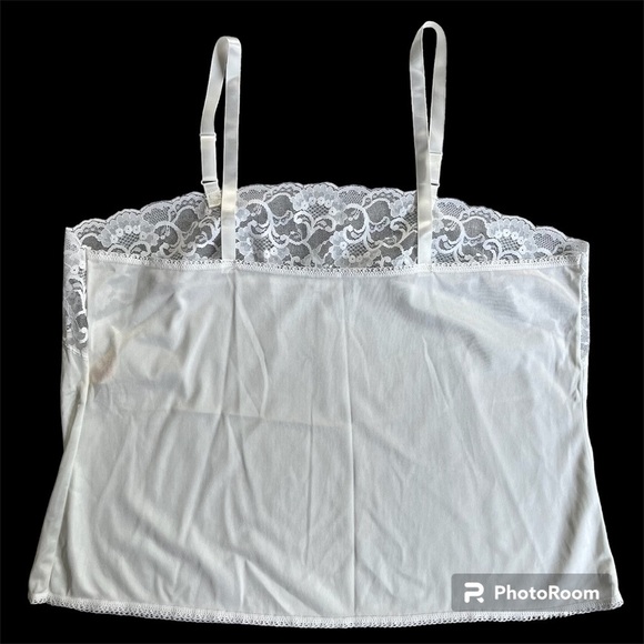 Vintage EATON Vanity Fair White Lace trim Camisole. Satin Lingerie. Size Large - Picture 5 of 12